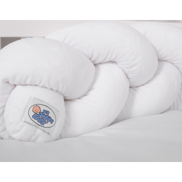 Geflochtene Schlange für Babybett minky 180cm - Kopfschutz Weiß