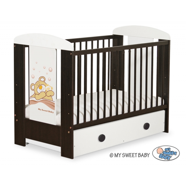 Braun Gitterbett 120x60cm Teddy Bär Barnaba Braun mit Schublade