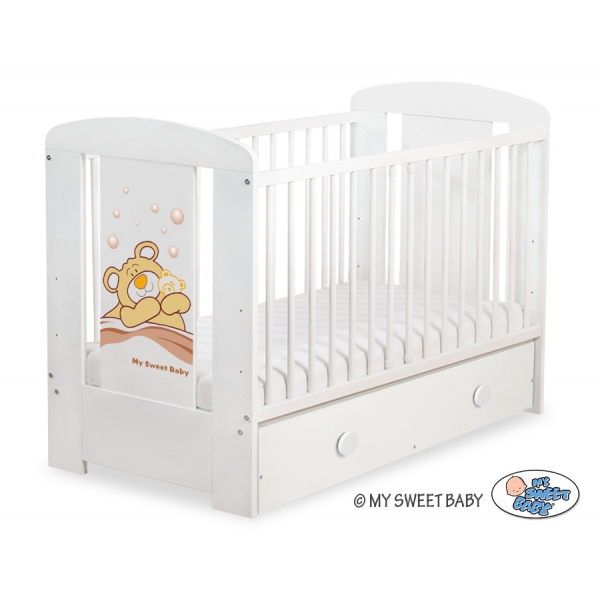 Gitterbett 120x60cm Teddy Bär Barnaba Braun Schublade MAXI