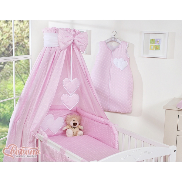 Babybett Himmelset mit Stange Rosa-Punktemuster