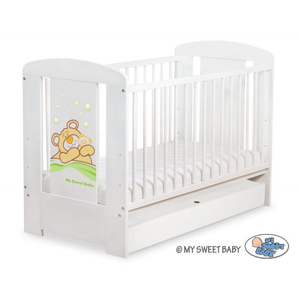 Gitterbett mit Schublade STANDARD 120x60cm Teddy Bär Barnaba