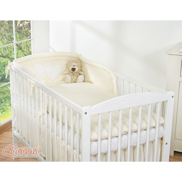 Gitterbettwäsche Set 2-tlg - Hängende Herzen creme