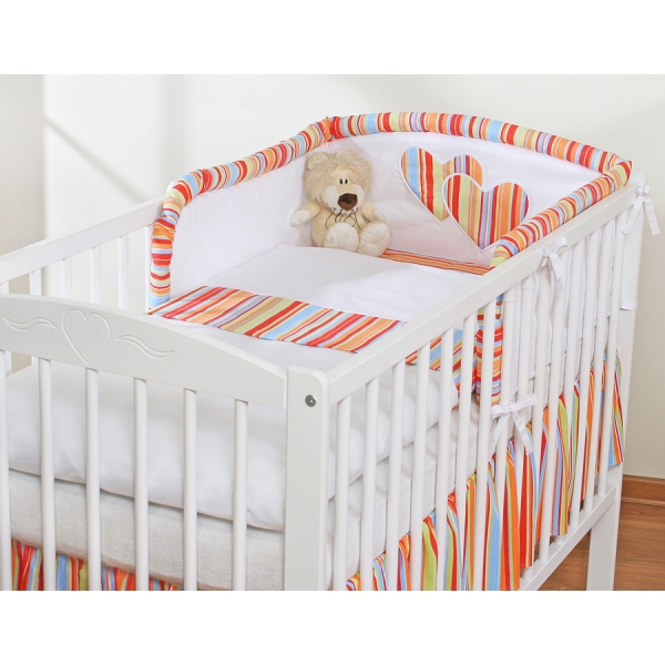 Gitterbettwäsche Set 2-tlg - Hängende Herzen orange gestreift