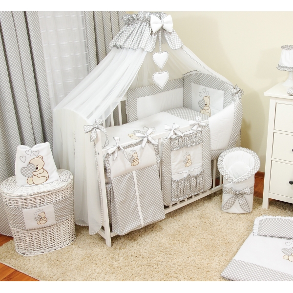 Grau Moskitonetz für Babybett mit Himmelstange