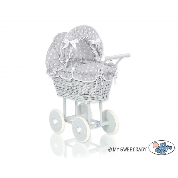 Grau Puppenwagen Bettwäsche Bettwäsche Grau mit Weiß Punktmuster nr 61699-583