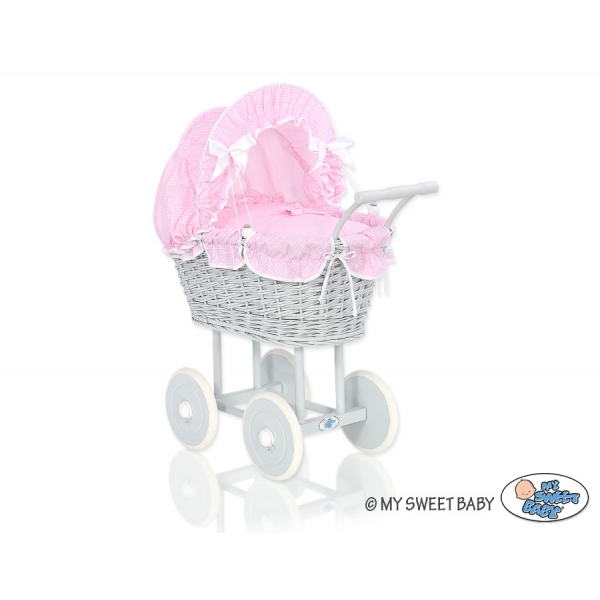 Grau Puppenwagen Bettwäsche Rosa Kariert nr 61699-377