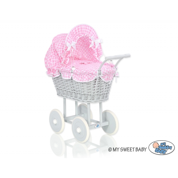 Grau Puppenwagen Bettwäsche Rosa Kariert nr 61699-384