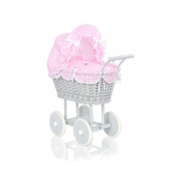 Grau Puppenwagen Bettwäsche Rosa Punktmuster nr 61699-553