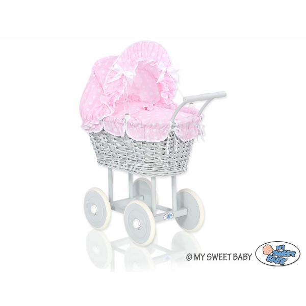 Grau Puppenwagen Bettwäsche Rosa Punktmuster nr 61699-553