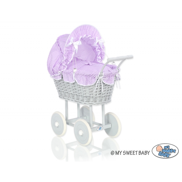 Grau Weide Puppenwagen Bettwäsche Lila Kariert nr 61699-289