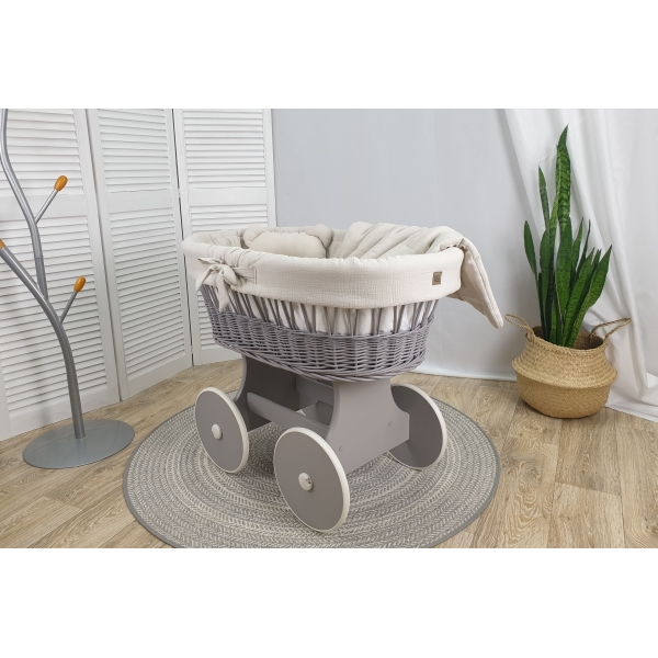 Graue Weide Weidenkorb Beige Bezug