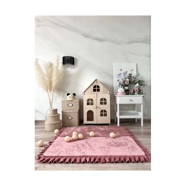 Große Spielmatte Quadrat Altrosa 125x125 VELVET