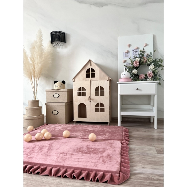Große Spielmatte Quadrat Altrosa 125x125 VELVET