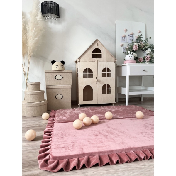 Große Spielmatte Quadrat Altrosa 125x125 VELVET