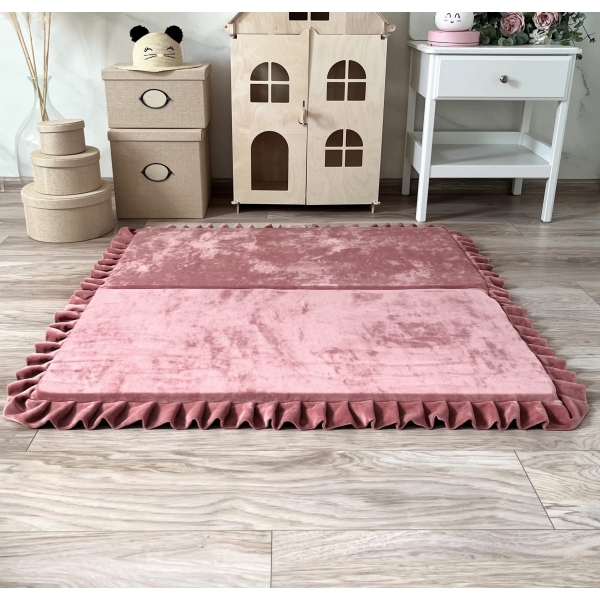 Große Spielmatte Quadrat Altrosa 125x125 VELVET