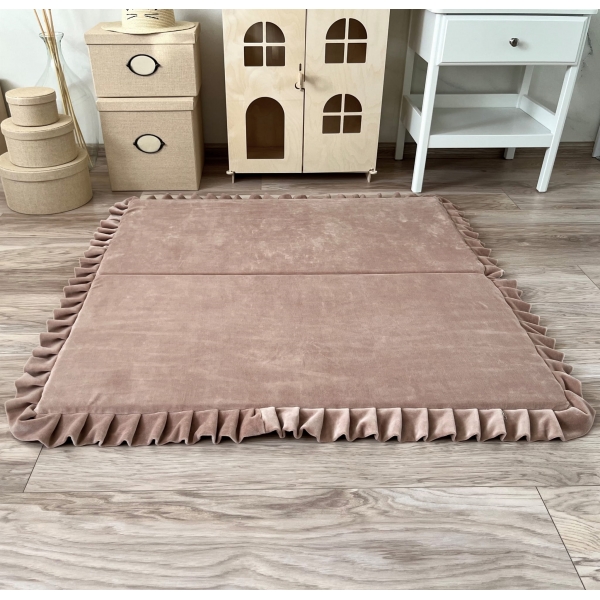 Große Spielmatte Quadrat Beige 125x125 VELVET