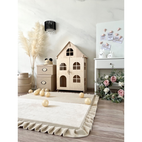 Große Spielmatte Quadrat Creme 125x125 VELVET