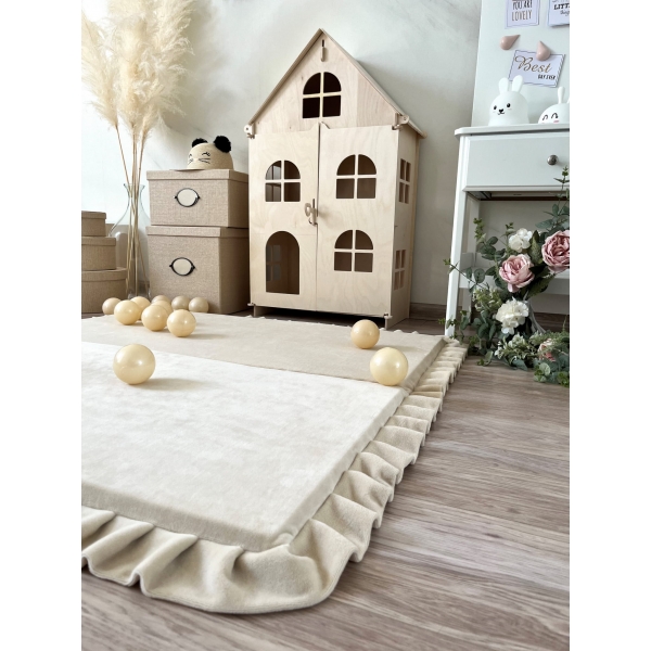 Große Spielmatte Quadrat Creme 125x125 VELVET