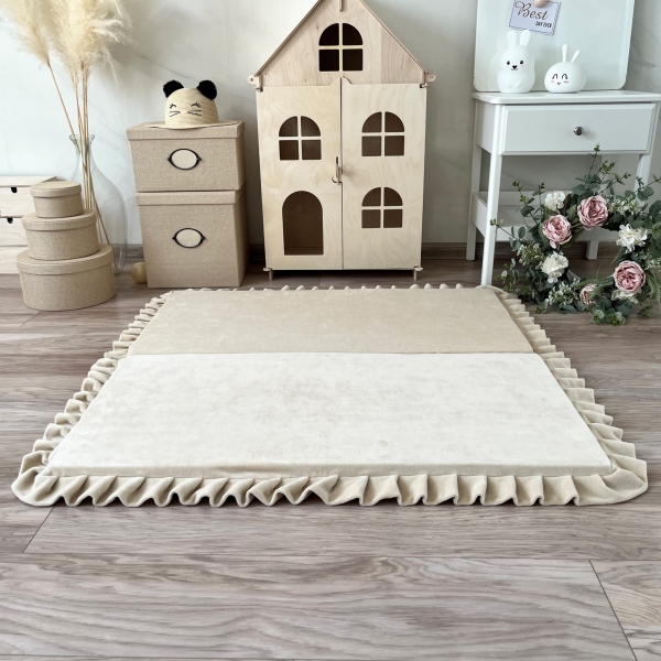 Große Spielmatte Quadrat Creme 125x125 VELVET