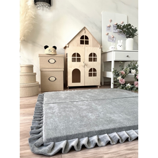Große Spielmatte Quadrat Grau 125x125 VELVET
