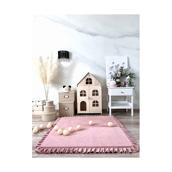 Große Spielmatte Quadrat Rosa 125x125 VELVET