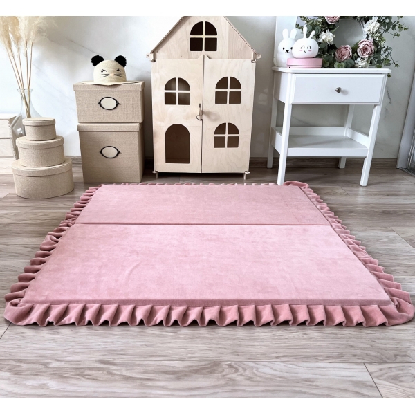 Große Spielmatte Quadrat Rosa 125x125 VELVET