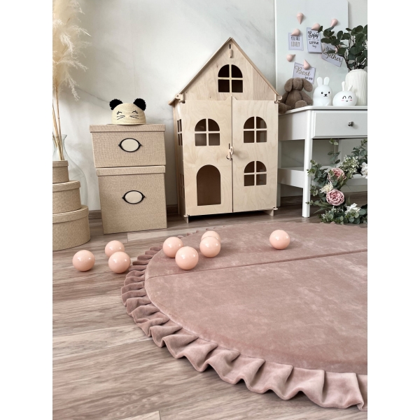 Große Spielmatte XXL Rund Beige 125x125 VELVET
