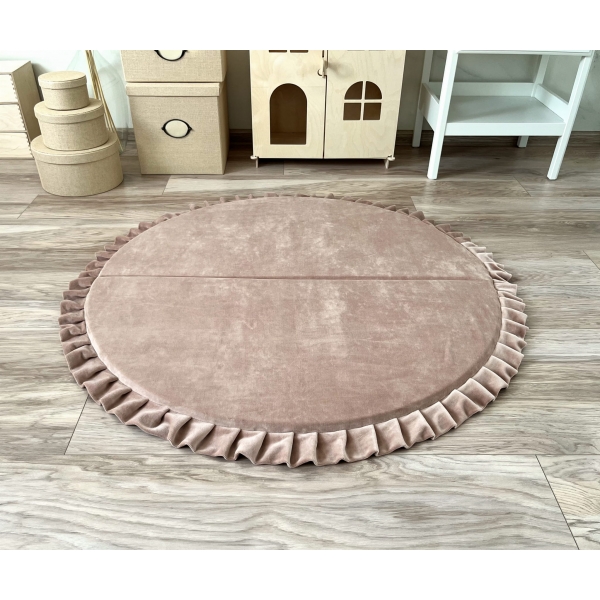 Große Spielmatte XXL Rund Beige 125x125 VELVET