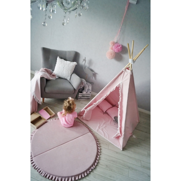 Große Spielmatte XXL Rund Rosa 125x125 VELVET