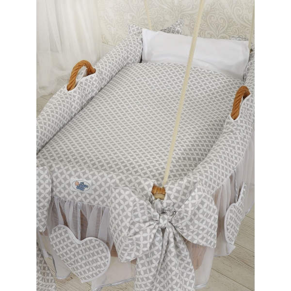 Hängekorb für Baby - Mini-Rosetten grau