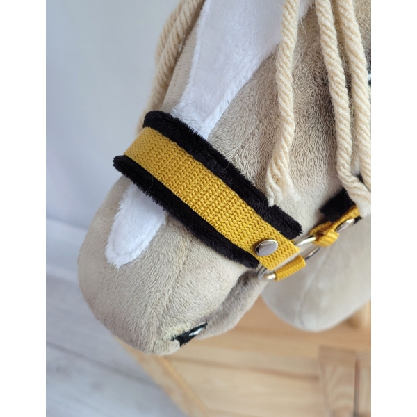 Halfter für Hobby Horse A3 - honey yellow mit schwarz Pelz