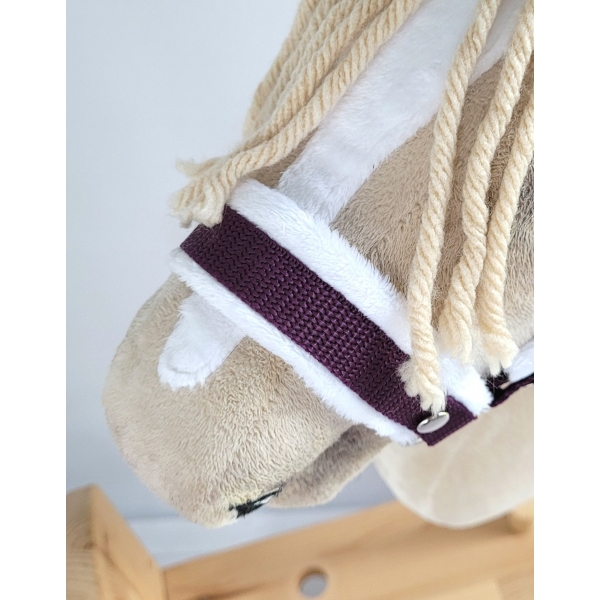Halfter für Hobby Horse A3 - plum mit weißem Pelz
