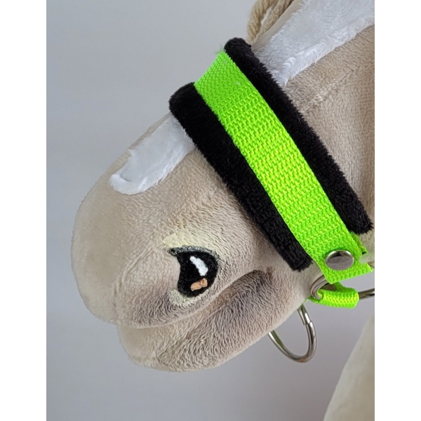 Halfter für Hobby Horse neon-grün mit schwarzem Pelz