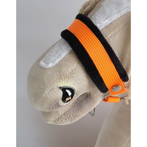 Halfter für Hobby Horse neon orange mit schwarzem Pelz
