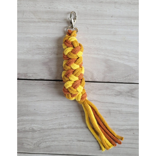 Anbindestrick für Steckenpferd aus doppelt geflochtener Kordel - gelb/senf/ terracotta