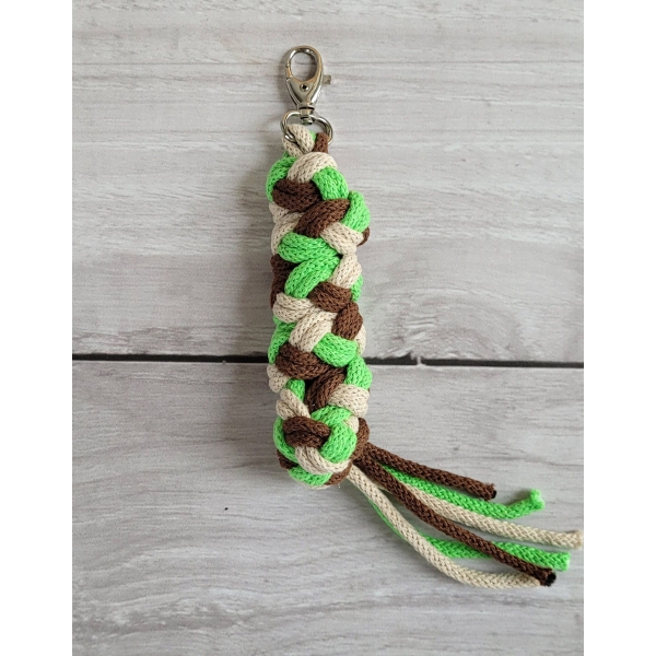 Anbindestrick für Steckenpferd aus doppelt geflochtener Kordel - light green/brown/light beige