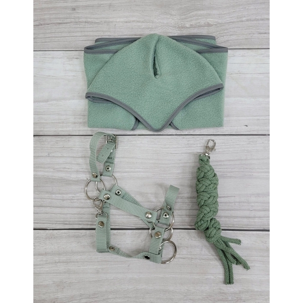 Halfter mit Anbindestrick aus Kordel - sage