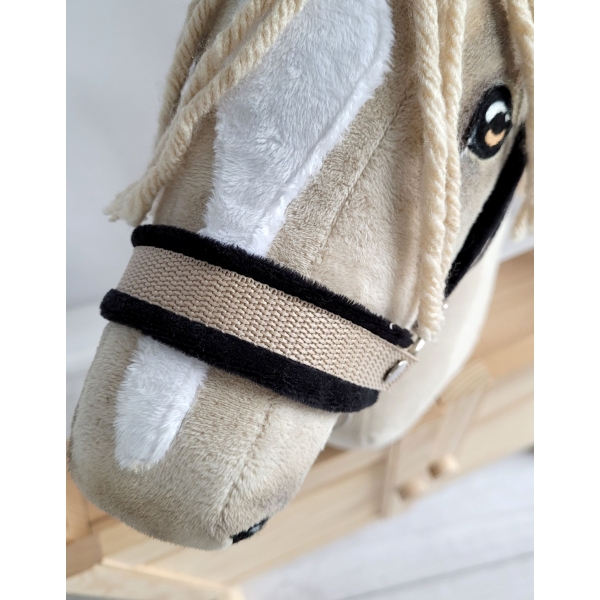 Halfter mit Schwarz Pelz für Steckenpferd A3 - beige