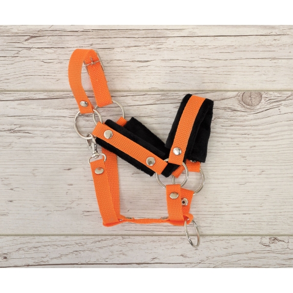 Halfter mit Schwarz Pelz für Steckenpferd A3 - orange