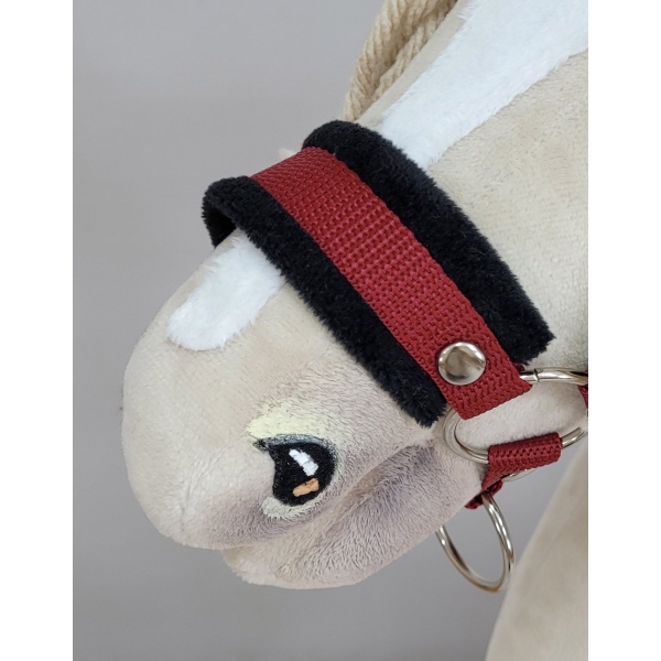 Halfter mit schwarzer Pelz mit Anbindestrick aus Kordel - schwarz-Rotbraun