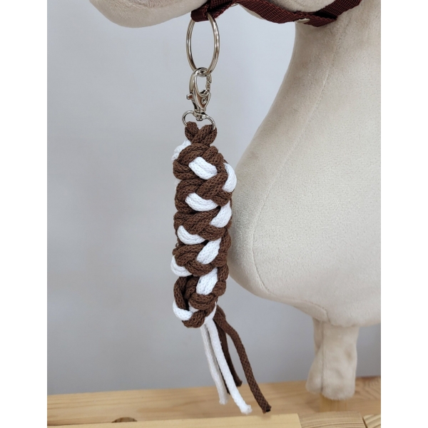 Halfter mit weißem Pelz mit Anbindestrick aus Kordel - weiss -braun
