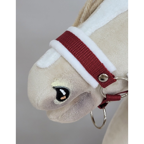 Halfter mit weißem Pelz mit Anbindestrick aus Kordel - weiss -Rotbraun