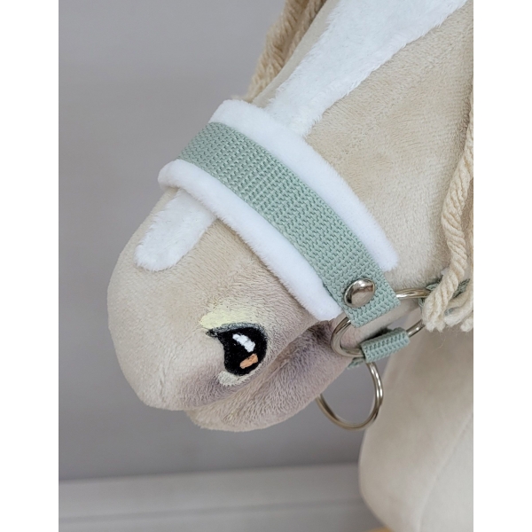Halfter mit weißem Pelz mit Anbindestrick aus Kordel -Weiß -sage
