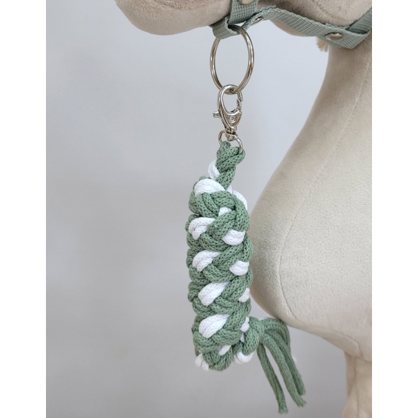 Halfter mit weißem Pelz mit Anbindestrick aus Kordel -Weiß -sage