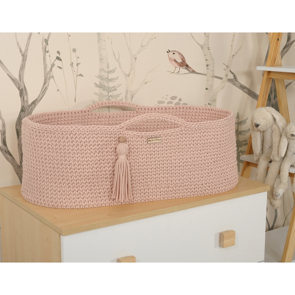 Handgefertigter Babykorb Boho - altrosa
