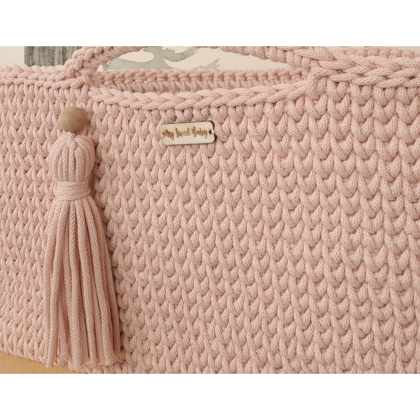 Handgefertigter Babykorb Boho - altrosa