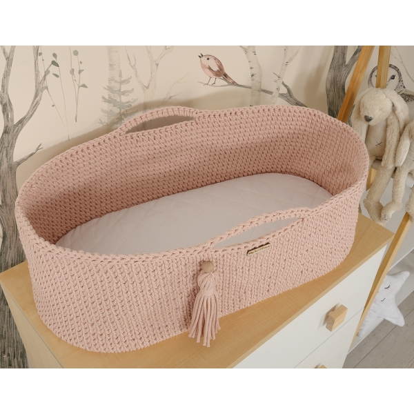 Handgefertigter Babykorb Boho - altrosa