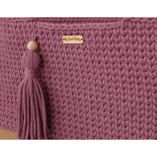 Handgefertigter Moseskorb Boho - pastellviolett