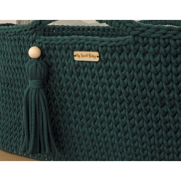 Handmade Babykorb Boho - Flaschengrün