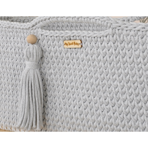 Handmade Moses Korb Boho - hell grau
